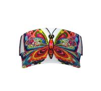 Cappello con visiera parasole con stampa di fiori di colza, leggero, a tesa larga, perfetto per sport, spiaggia, attività all'aperto, Ricamo colorato farfalla 3, Taglia unica