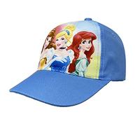 Cappello con Visiera, Principesse, Disney, Ariel, Belle e Cenerentola, Berretto Estivo per Bambini, Regolabile, Celeste, tg. 52