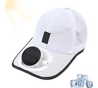 Cappello con Visiera Ricaricabile a energia Solare, Berretto da Baseball Leggero, Cappello con Ventola Alimentato Tramite USB (IT, Testo, Taglia Unica, White)