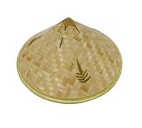 Cappello conico orientale cinese in bambù, Cappello da sole conico asiatico vintage in bambù con tesa larga 53 cm for attività all'aperto, spiaggia, estate, agricoltura fai da te(Leaf Patterns)