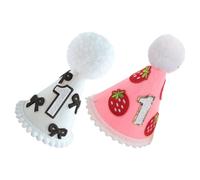 Cappello Corona in Feltro per Primo Compleanno Ragazzo Ragazza 2 Pezzi | Design Fragola Raffinato, Leggero e Traspirante, per Celebrazioni, Tavolo Festa e Foto Ricordo