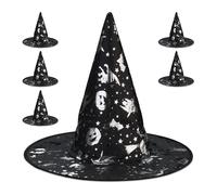 Cappello Costume Carnevale Strega Stregone Accessorio Halloween Mago Nero Set 6