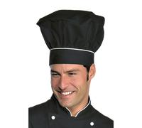 Cappello Cuoco Nero Riga Bianca Regolabile Unisex misto cotone Isacco chef