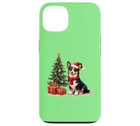 Cappello da Babbo Natale con cane corgi, colore nero e marrone chiaro Custodia per iPhone 13