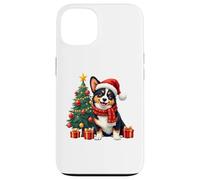 Cappello da Babbo Natale con cane corgi, colore nero e marrone chiaro Custodia per iPhone 13