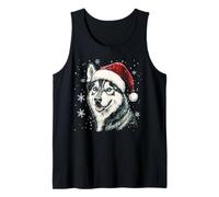 Cappello da Babbo Natale con Husky, Divertente, Carino, Cane, Mamma, papà, Natale Canotta