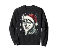 Cappello da Babbo Natale con Husky, Divertente, Carino, Cane, Mamma, papà, Natale Felpa