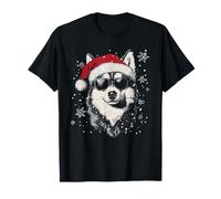 Cappello da Babbo Natale con Husky, Divertente, Carino, Cane, Mamma, papà, Natale Maglietta