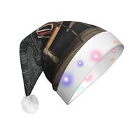 Cappello da Babbo Natale con luci a LED, in marmo nero, ideale come ornamento per feste di Natale e capodanno