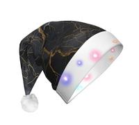 Cappello da Babbo Natale con luci a LED, in marmo nero, ideale come ornamento per feste di Natale e capodanno