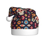Cappello da Babbo Natale con teschio messicano, cappello di Natale lavorato a maglia, per donne e uomini