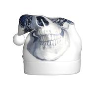 Cappello da Babbo Natale con teschio umano e pizzo nero, cappello da Babbo Natale per adulti