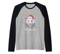 Cappello da Babbo Natale Merry Hissmas Christmas Opossum Maglia con Maniche Raglan