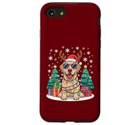 Cappello da Babbo Natale rosso labrador giallo con luci di neve che cadono Custodia per iPhone SE (2020) / 7/8