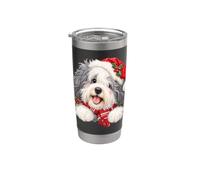 Cappello da Babbo Natale, vecchio cane pastore inglese, mamma e papà Bicchiere termico in acciaio inox doppia parete