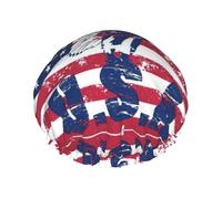Cappello da bagno con bandiera nazionale americana con aquila, copricapo riutilizzabile a doppio strato, grande copertura per capelli per la cura quotidiana della pelle