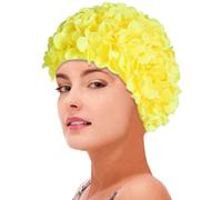 Cappello Da Bagno, Cuffia Da Bagno A Fiori Per Donna, Cappello Da Bagnoo, Stile Vintage Con Fiori Cuciti A Mano | Comodo Alla Per Le Donne Con Capelli Lunghi O Corti, Parchi Acquatici, Pi