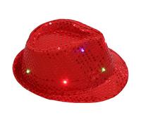 Cappello da ballo con luci LED, unisex, con lustrini luminosi e lampeggianti, per post stagione (rosso, taglia unica)
