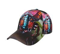Cappello da baseball classico con stampa di insetti strani e fiori, regolabile, alla moda, cappello da papà, cappello sportivo da uomo/donna, nero, taglia unica
