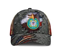 Cappello da Baseball Coast Guard American Veteran Patriot Us Flag Crack Printed Cappellino da Camionista Casuale Unisex Cappellino da Camionista, per All'Aperto, Sportivo, Pesca, 57-60cm