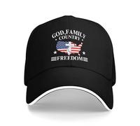 Cappello da Baseball con Bandiera Americana, Patriottico Cristiano, con Scritta Dio, Famiglia e libertà