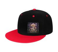 Cappello da baseball con due funghi viola nei boschi, per uomini e donne, stile hip hop, colorato, cappello da baseball regolabile, Rosso, Taglia unica