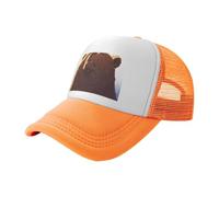 Cappello da baseball con orso marrone con testa sollevata nera stampata in rete, cappello da camionista traspirante, adatto per pesca ed escursionismo, Olivastro, L
