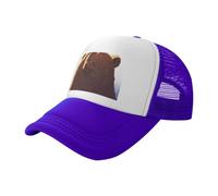 Cappello da baseball con orso marrone con testa sollevata nera stampata in rete, cappello da camionista traspirante, adatto per pesca ed escursionismo, Viola, L