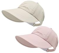 Cappello Da Baseball Con Protezione Solare UPF Da 2 Pacchi for Uomo E Donna, Cappello Sportivo Da Esterno A Tesa Larga Impermeabile Ad Asciugatura Rapida(Beige+Pink)