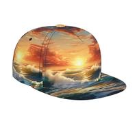 Cappello da baseball con stampa di paesaggi oceanici, regolabile, per esterni, estivo, unisex, nero
