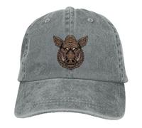 Cappello da baseball con testa di cinghiale per uomo donna cappelli in denim regolabile cappello papà, grigio, Etichettalia unica