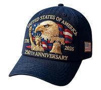 Cappello da baseball, copricapo americano per i 250° anniversario, cappello patriottico traspirante, comodo berretto per veterani, appassionati di storia, collezionisti, turisti, parata, festa della