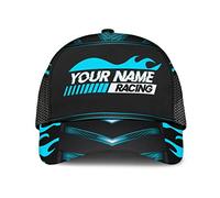 Cappello da Baseball Custom Blue Neon Racing Checkered Cappello All'Aperto Asciugatura Rapida Uomini Cappellino da Camionista, per Sportivo, Campeggio, All'Aperto, 57-60cm