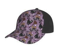 Cappello da baseball da donna e uomo, stile magico, con scopa, gatto, regolabile, cappello da baseball, cappello da camionista, cappello da donna e uomo, nero