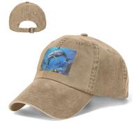 Cappello da baseball da golf, cappello da papà, regolabile, cappello da sole, delfino nella barriera corallina, berretto da camionista per uomo e donna, nero