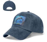 Cappello da baseball da golf, cappello da papà, regolabile, cappello da sole, delfino nella barriera corallina, berretto da camionista per uomo e donna, nero, Blu navy, Taglia unica