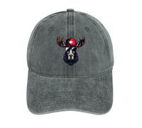 Cappello da baseball divertente con alce e bandiera del Canada, in denim di cotone, vintage, regolabile, con visiera parasole per papà, per donne e uomini, Stile grigio, Taglia unica