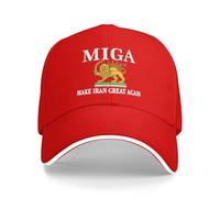 Cappello da Baseball Miga per Rendere l'Iran di n Grande, Vecchio Cappello da Camionista con Bandiera persiana, Leone e Sole, per Uomo e Donna, Rosso