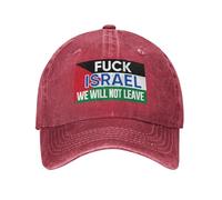 Cappello da Baseball per Uomo e Donna Rosso Fanculo Israele Liberate la Palestina, Non ce ne andremo