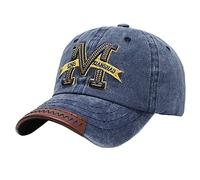 Cappello da baseball per uomo e donna, stile retrò, con visiera in denim lavato, lettera M, ricamato, visiera per auto, Marina Militare, Taglia unica