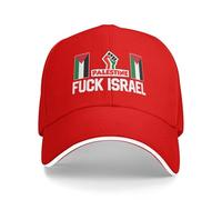 Cappello da Baseball Rosso Fanculo Israele, Libera la Palestina, Non ce ne andremo