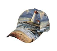 Cappello da baseball Sea Lighthouse Sandbeach Golf Dad Hat Cappello da sole regolabile Cappello da camionista Unisex Cappelli Performance Cap Nero