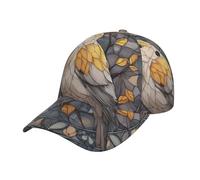 Cappello da Baseball Stained Glass A Bird in White Yellow Cappello Escursionismo Uomini Donna Cappucci da Golf, per All'Aperto, Sportivo, Campeggio, 57-60cm