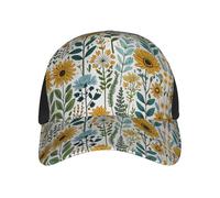 Cappello da Baseball Summer Flowers Print Cappello da Baseball A Croce Caccia Protezione Solare Regolabile Cappucci da Golf, per Campeggio, Golf, Sportivo, 57-60cm