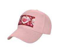Cappello da baseball unisex con stampa Happy Valentine's Day, in cotone, a basso profilo, regolabile, stile vintage moderno, per adulti, rosa, Taglia unica