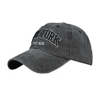 Cappello da baseball unisex in tessuto, da donna, casual, sportivo, da donna, da uomo, con ricamo in cotone, da baseball, regolabile, hip hop, Nero , Taglia unica