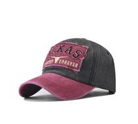 Cappello da baseball vintage Texas Bull cotone uomo donna retrò sport outdoor casual cappello da sole, Nero e rosso, M