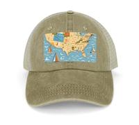 Cappello da baseball vuoto nautico barca a vela mappa classico papà cappello regolabile cotone cappello da baseball sport visiera cappello, Cachi, Taglia unica