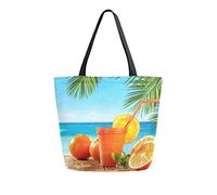 Cappello da bevanda estivo sulla spiaggia Borsa tote in tela Borsa a tracolla casual da donna Borsa della spesa grande riutilizzabile
