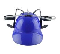 Cappello da bevuto alla birra, cappello da bevuto per bevi di bevuta per drink cappello da bevanda al casco per bevute in plastica con lattine e paglia, cappello divertente per soda di birra, blu